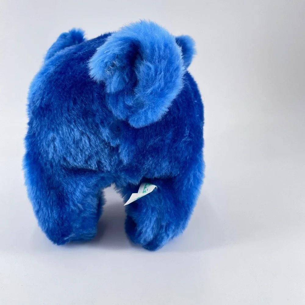 1986 Iwaya Cobalt Blue Pig Walking Oinking Plush Farmer Gag Gift Animated Toy